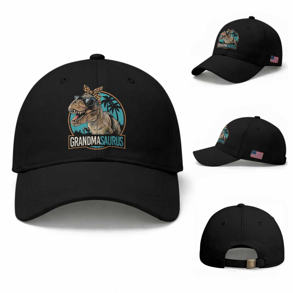 Grandmasaurus Funny Dinosaur Grandma Baseball Cap Family Matching TS11 Baseball Cap Universal Fit Black Print Your Wear