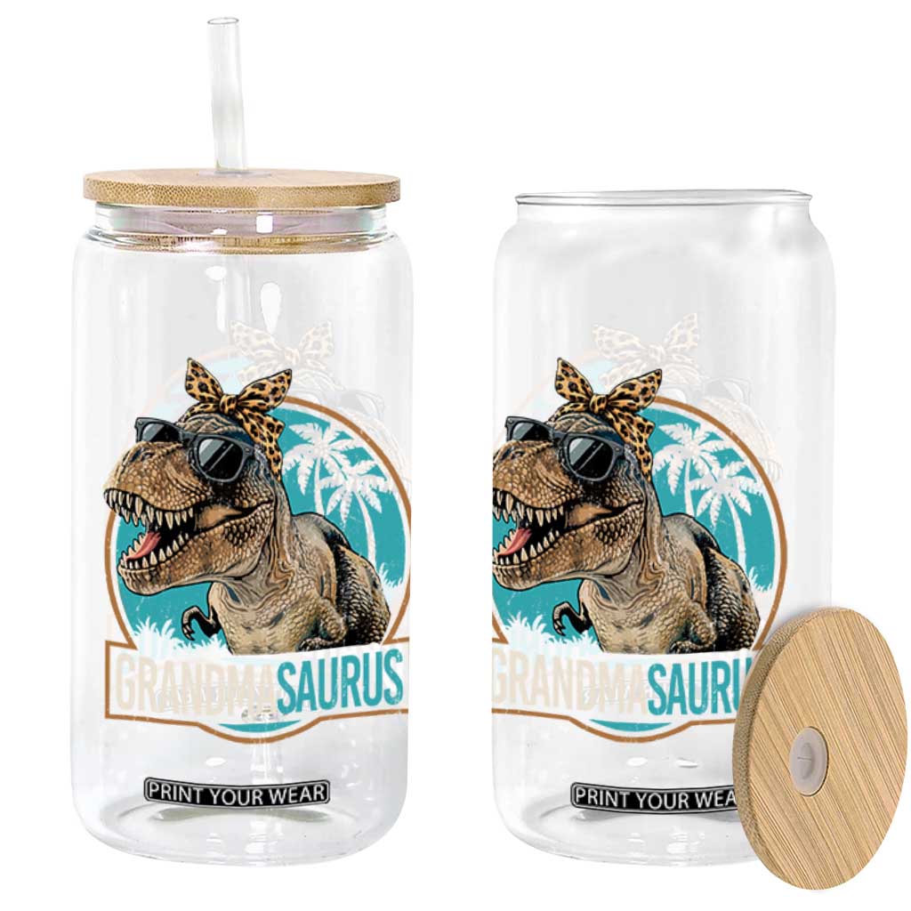 Grandmasaurus Funny Dinosaur Grandma Glass Can Family Matching TS11 Print Your Wear