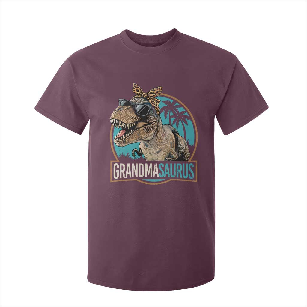 Grandmasaurus Funny Dinosaur Grandma T Shirt For Kid Family Matching TS11 Maroon Print Your Wear