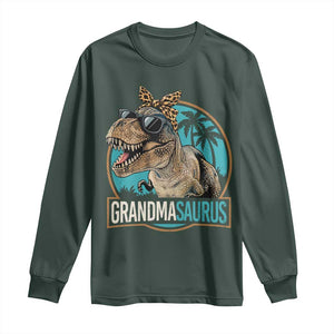Grandmasaurus Funny Dinosaur Grandma Long Sleeve Shirt Family Matching TS11 Dark Forest Green Print Your Wear