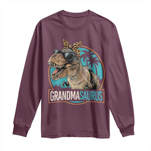 Grandmasaurus Funny Dinosaur Grandma Long Sleeve Shirt Family Matching TS11 Maroon Print Your Wear