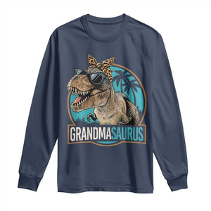 Grandmasaurus Funny Dinosaur Grandma Long Sleeve Shirt Family Matching TS11 Navy Print Your Wear
