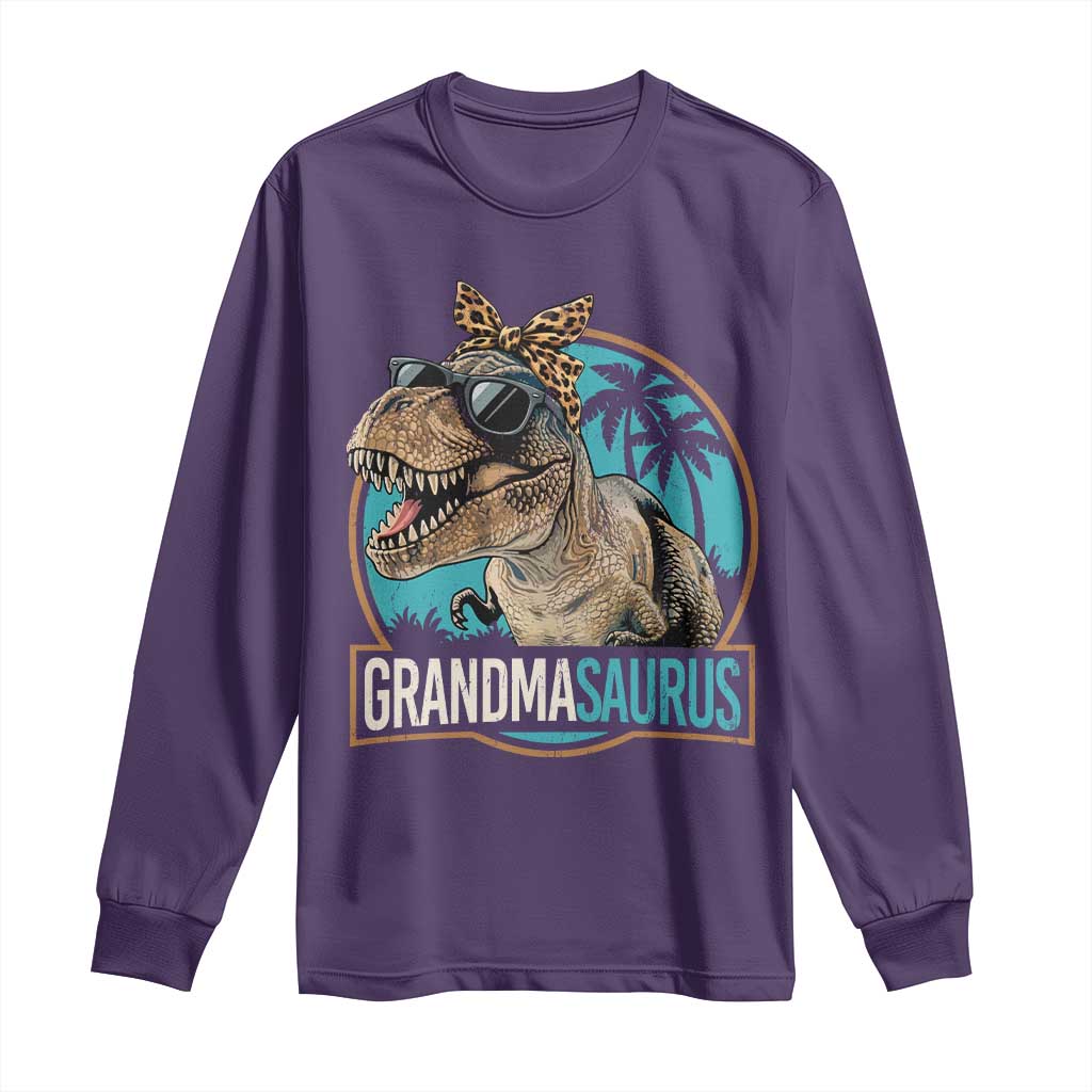 Grandmasaurus Funny Dinosaur Grandma Long Sleeve Shirt Family Matching TS11 Purple Print Your Wear
