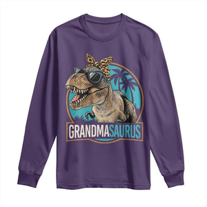 Grandmasaurus Funny Dinosaur Grandma Long Sleeve Shirt Family Matching TS11 Purple Print Your Wear