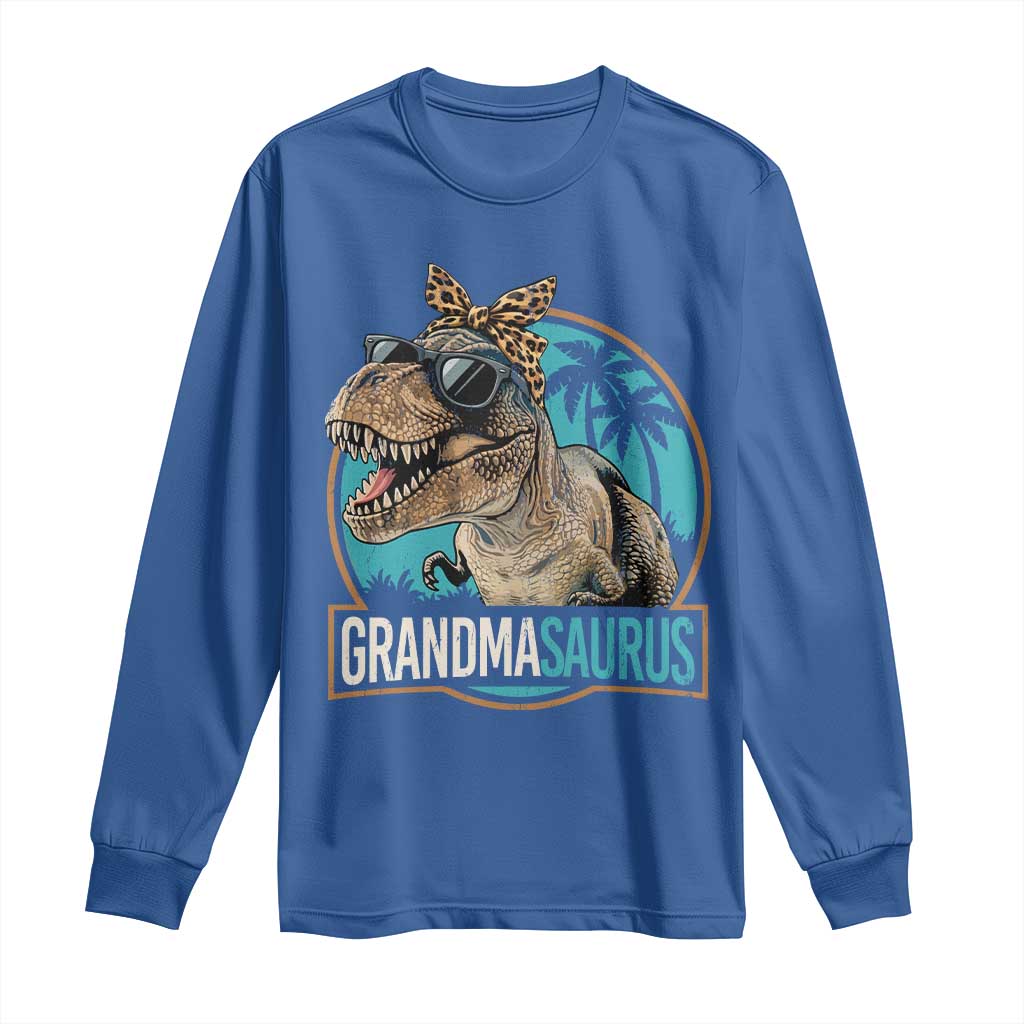 Grandmasaurus Funny Dinosaur Grandma Long Sleeve Shirt Family Matching TS11 Royal Blue Print Your Wear