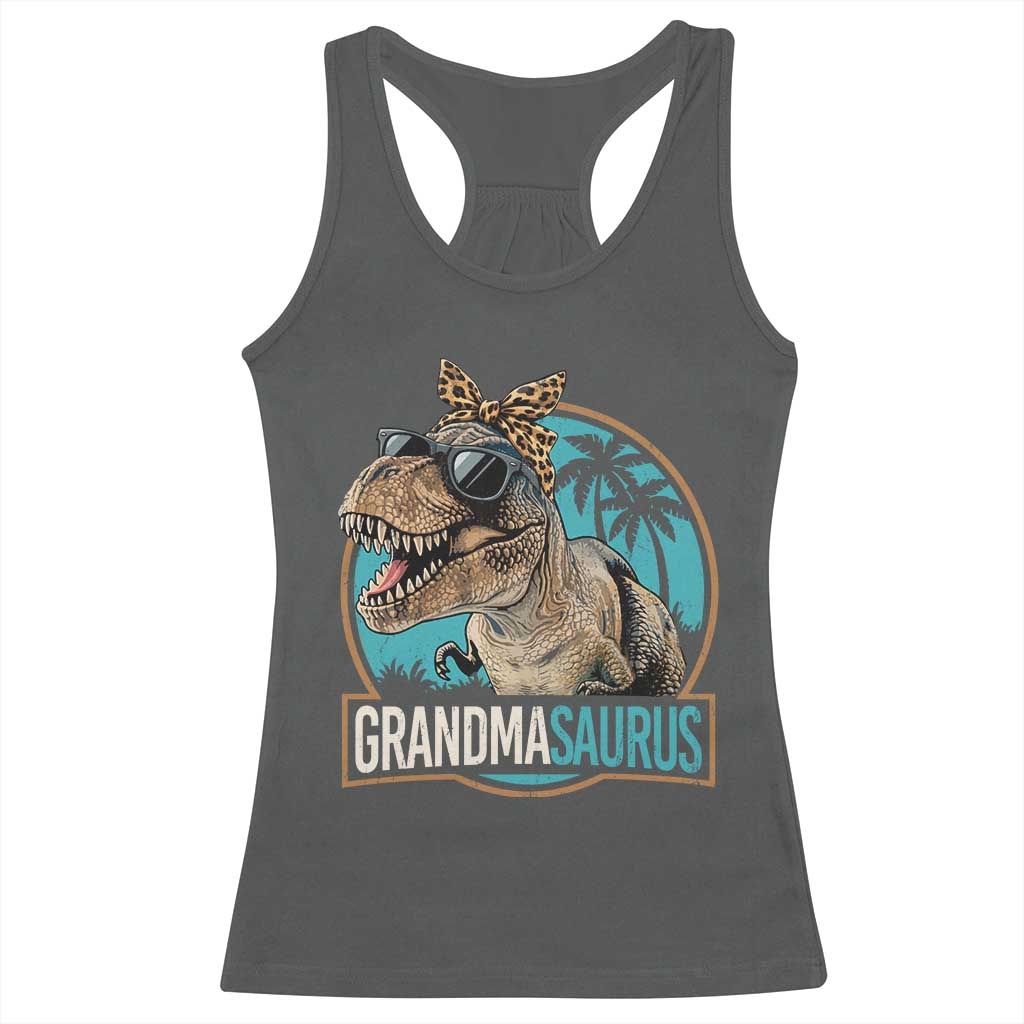 Grandmasaurus Funny Dinosaur Grandma Racerback Tank Top Family Matching TS11 Dark Heather Print Your Wear