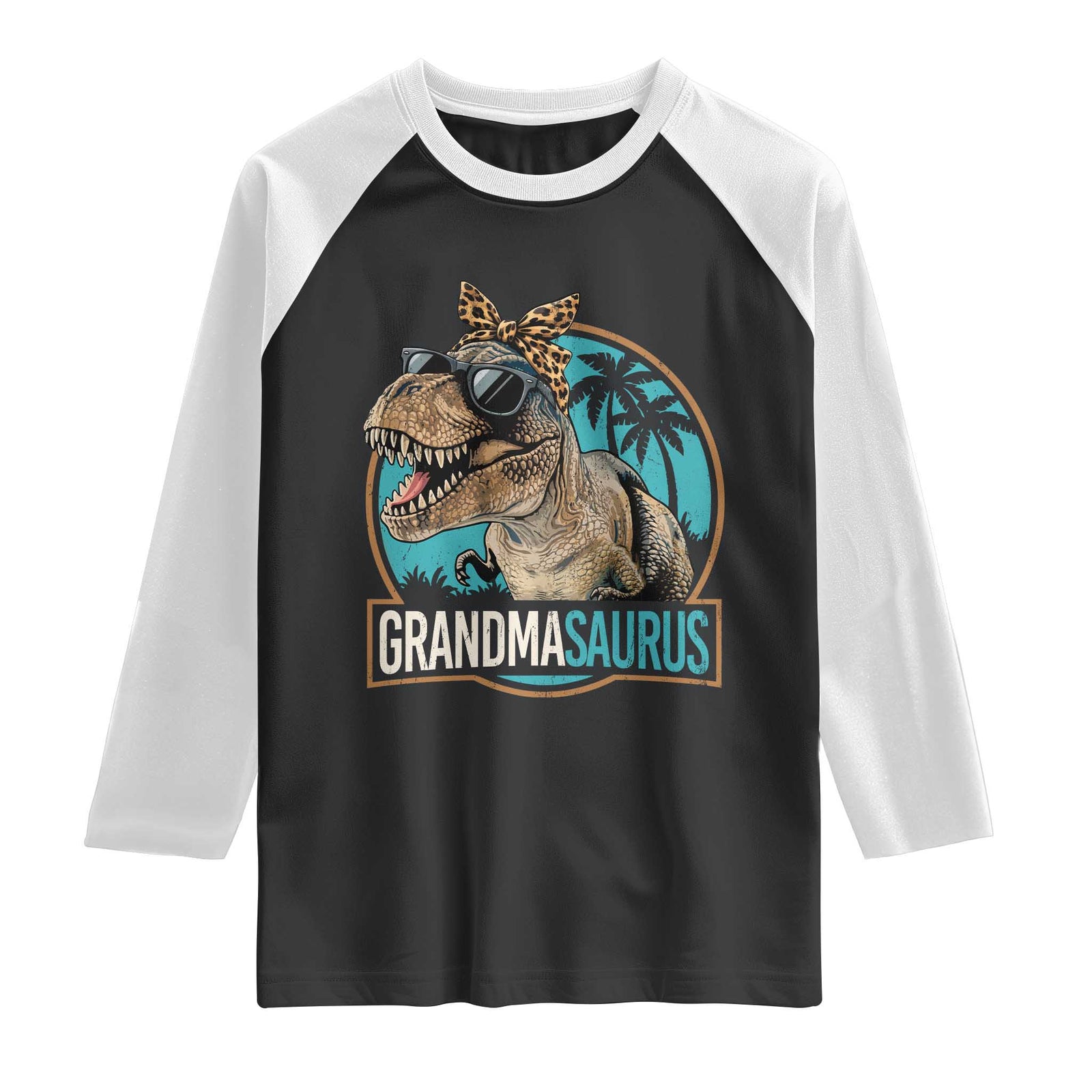 Grandmasaurus Funny Dinosaur Grandma Raglan Shirt Family Matching TS11 Black White Print Your Wear