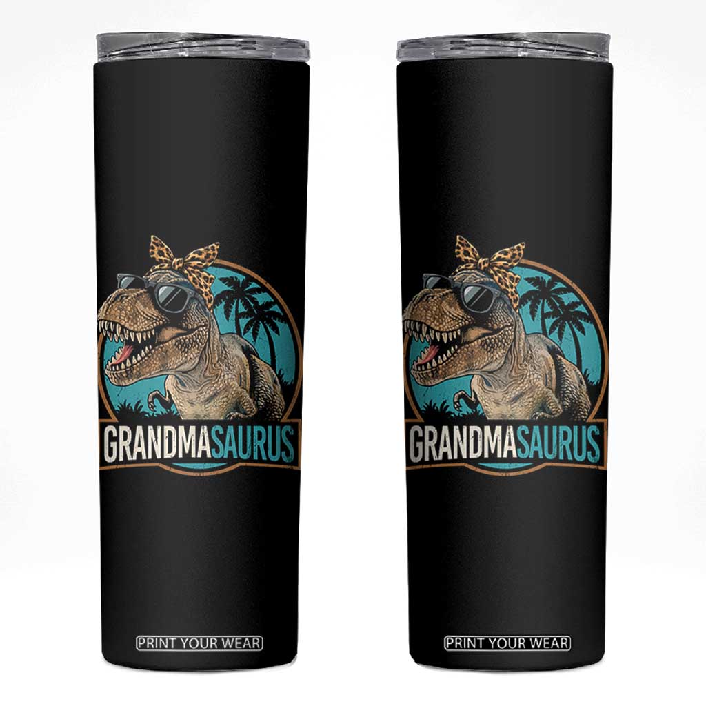 Grandmasaurus Funny Dinosaur Grandma Skinny Tumbler Family Matching TS11 Black Print Your Wear