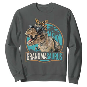 Grandmasaurus Funny Dinosaur Grandma Sweatshirt Family Matching TS11 Dark Heather Print Your Wear