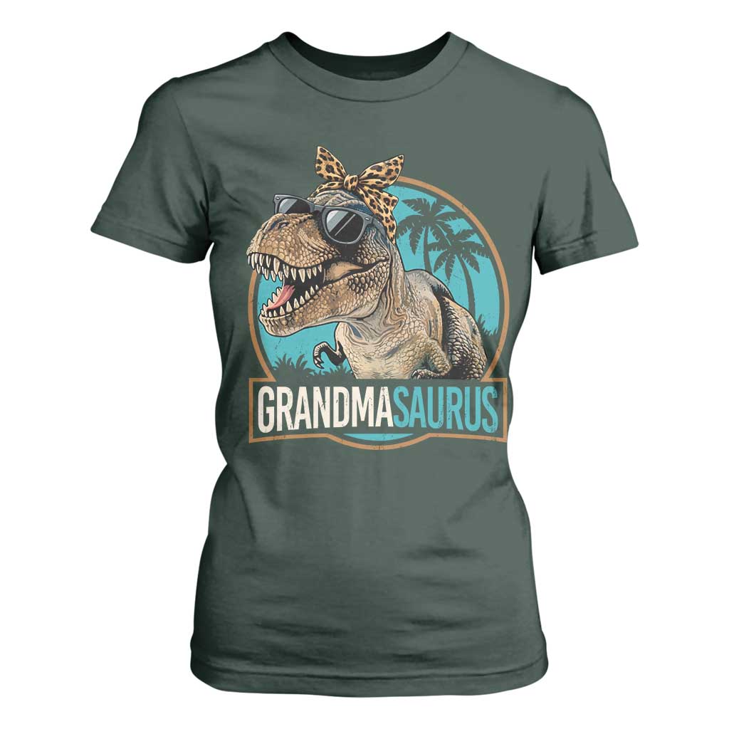 Grandmasaurus Funny Dinosaur Grandma T Shirt For Women Family Matching TS11 Dark Forest Green Print Your Wear