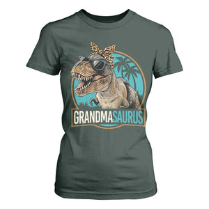 Grandmasaurus Funny Dinosaur Grandma T Shirt For Women Family Matching TS11 Dark Forest Green Print Your Wear