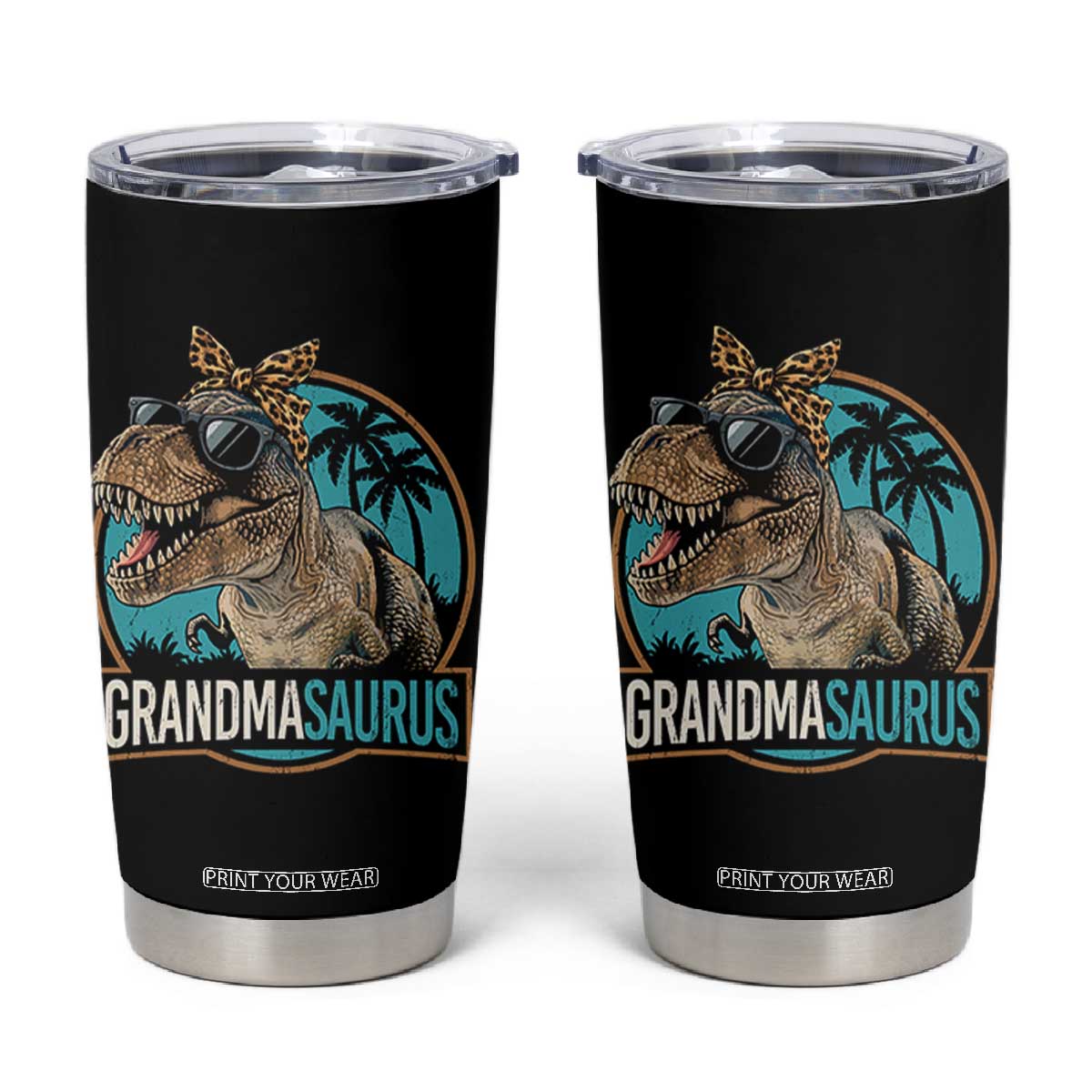 Grandmasaurus Funny Dinosaur Grandma Tumbler Cup Family Matching TS11 Black Print Your Wear