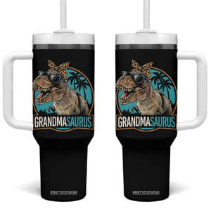 Grandmasaurus Funny Dinosaur Grandma Tumbler With Handle Family Matching TS11 One Size: 40 oz Black Print Your Wear