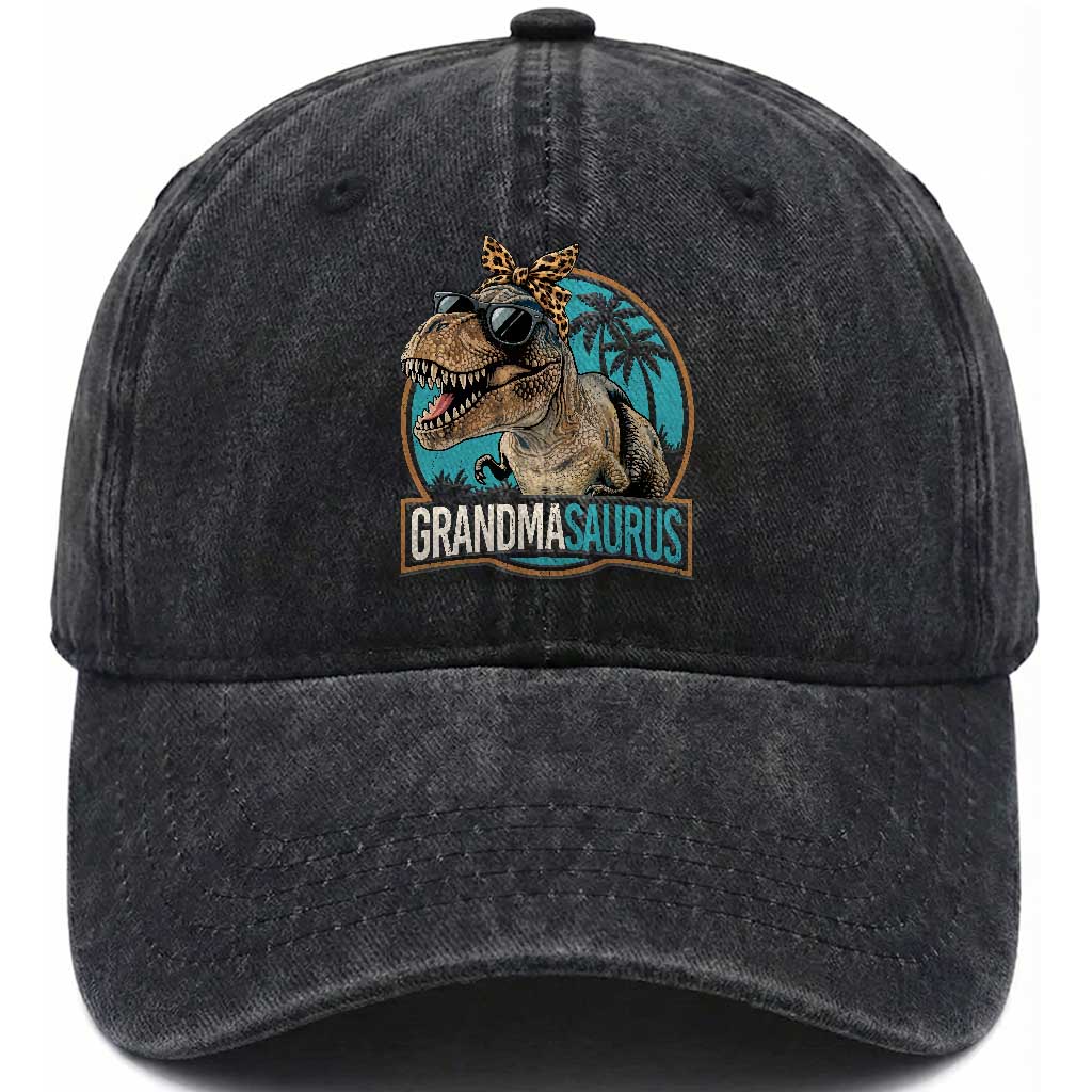 Grandmasaurus Funny Dinosaur Grandma Washed Cotton Baseball Cap Family Matching TS11 Print Your Wear