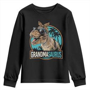 Grandmasaurus Funny Dinosaur Grandma Youth Sweatshirt Family Matching TS11 Black Print Your Wear