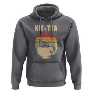 Funny Kitten Hoodie Kit Tea Pun Cute Black Cat Retro Tea Cup TS11 Charcoal Print Your Wear