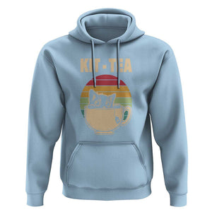 Funny Kitten Hoodie Kit Tea Pun Cute Black Cat Retro Tea Cup TS11 Light Blue Print Your Wear