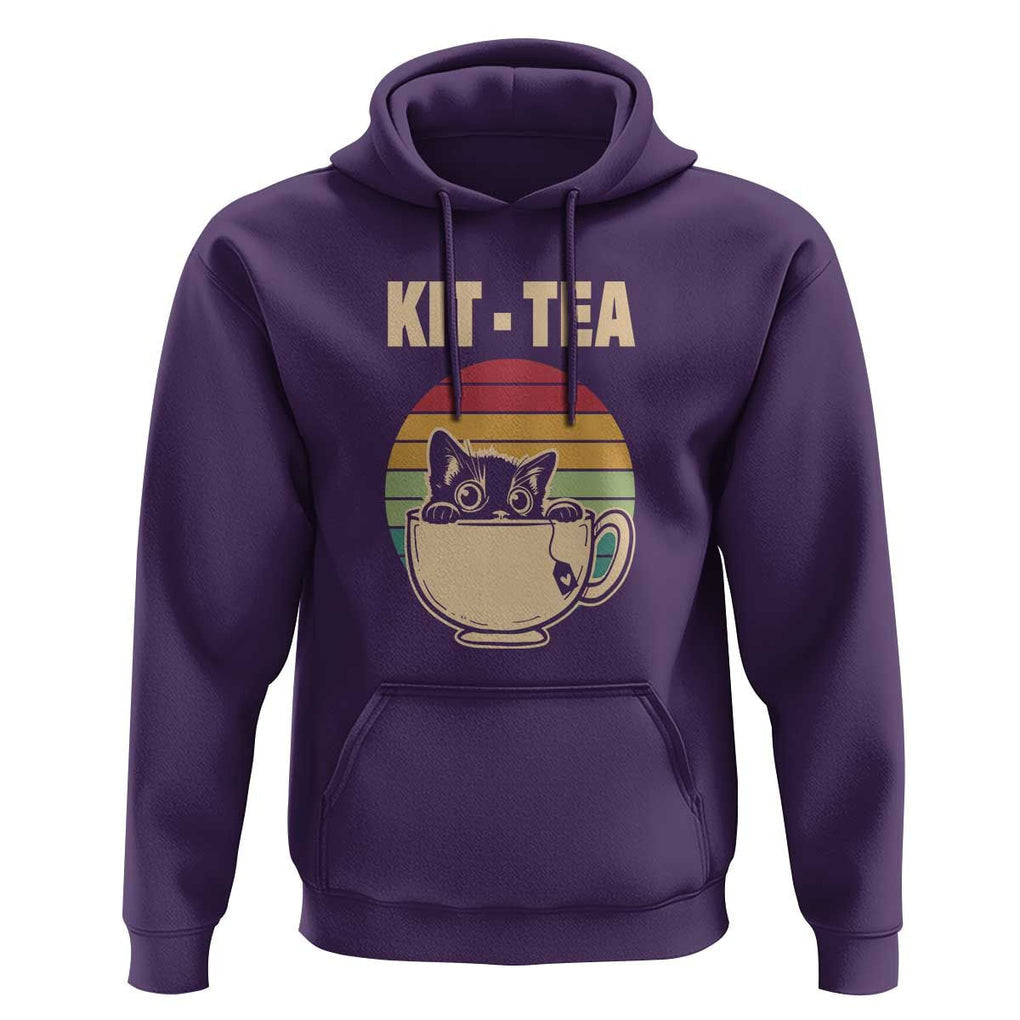 Funny Kitten Hoodie Kit Tea Pun Cute Black Cat Retro Tea Cup TS11 Purple Print Your Wear