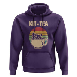 Funny Kitten Hoodie Kit Tea Pun Cute Black Cat Retro Tea Cup TS11 Purple Print Your Wear