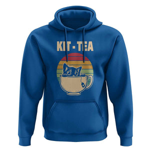 Funny Kitten Hoodie Kit Tea Pun Cute Black Cat Retro Tea Cup TS11 Royal Blue Print Your Wear