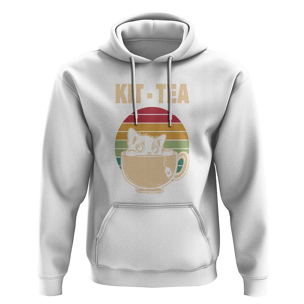 Funny Kitten Hoodie Kit Tea Pun Cute Black Cat Retro Tea Cup TS11 White Print Your Wear