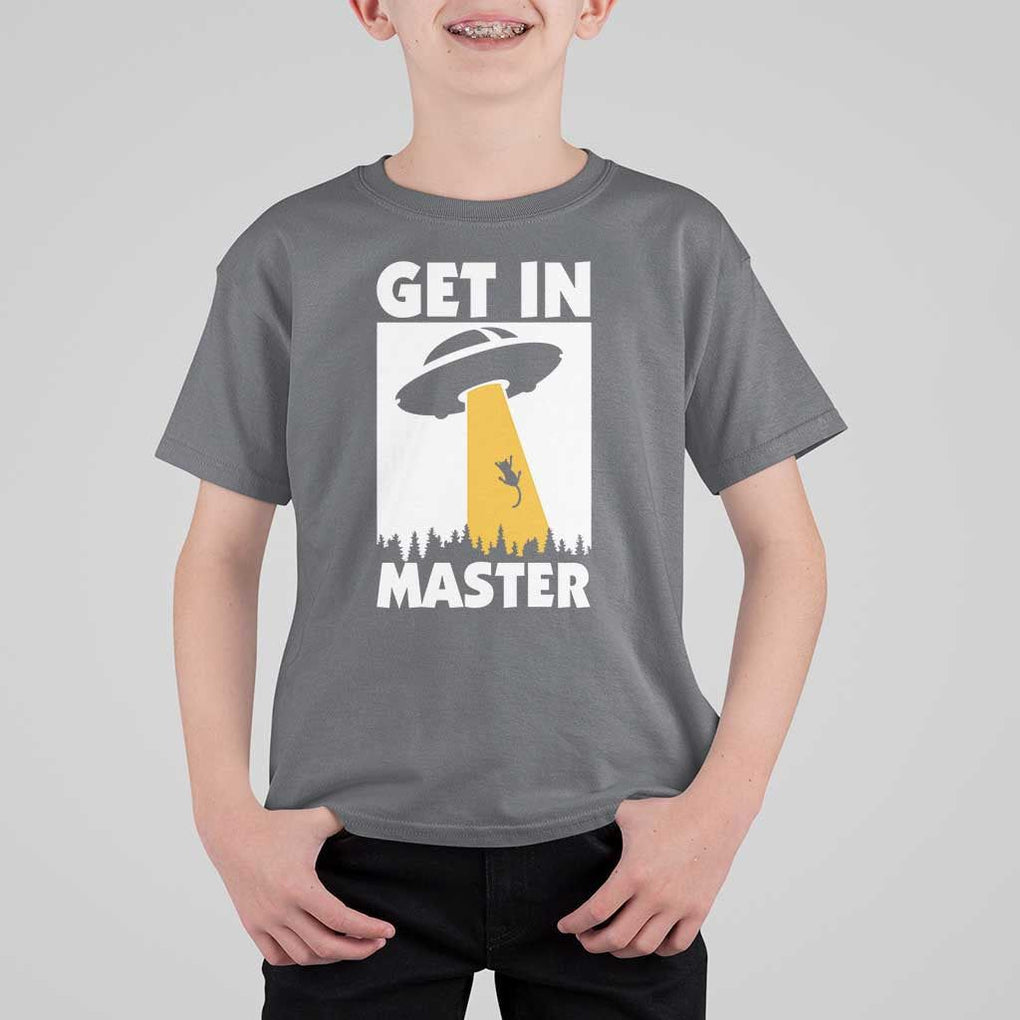 Funny Alien Cat T Shirt For Kid Get In Master Aliens Extraterrestrial TS11 Charcoal Print Your Wear