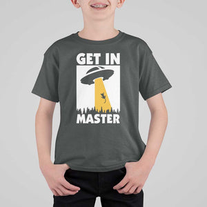 Funny Alien Cat T Shirt For Kid Get In Master Aliens Extraterrestrial TS11 Dark Heather Print Your Wear