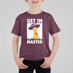 Funny Alien Cat T Shirt For Kid Get In Master Aliens Extraterrestrial TS11 Maroon Print Your Wear