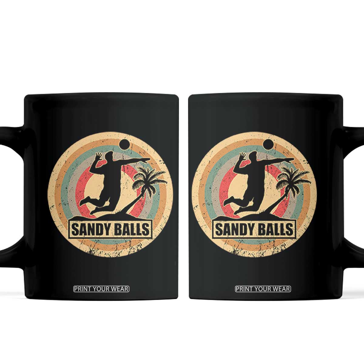 Beach Volleyball Coffee Mug Sandy Balls Team Player Volleyball Coach TS11 Black Print Your Wear