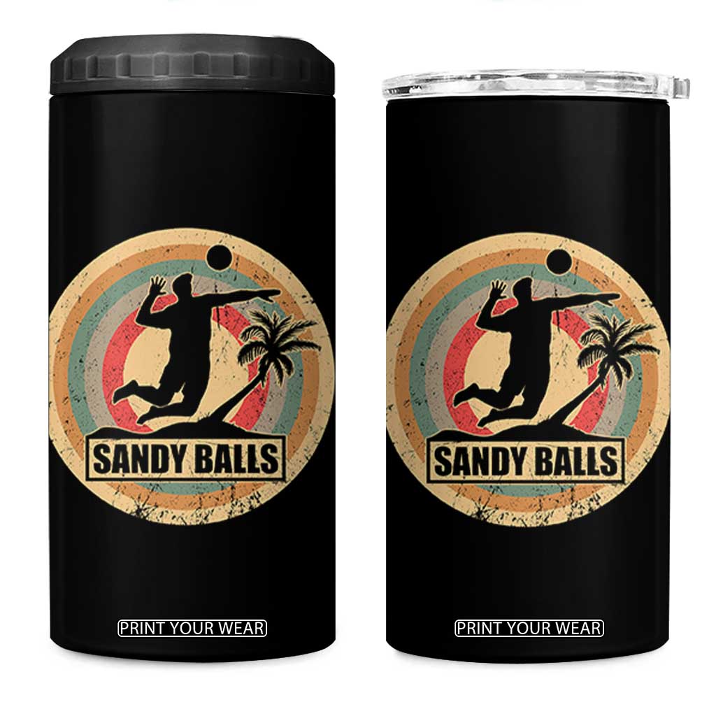 Beach Volleyball 4 in 1 Can Cooler Tumbler Sandy Balls Team Player Volleyball Coach TS11 One Size: 16 oz Black Print Your Wear
