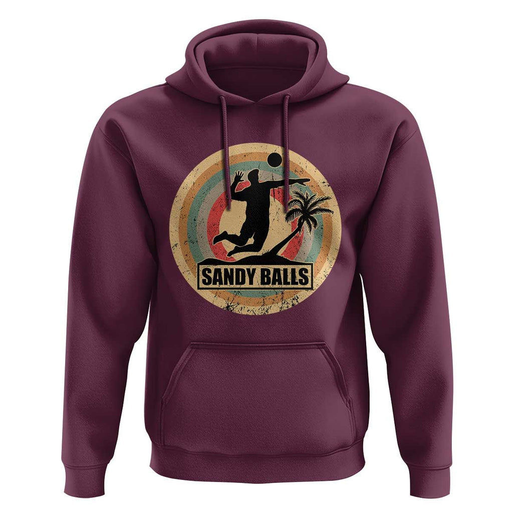 Beach Volleyball Hoodie Sandy Balls Team Player Volleyball Coach TS11 Maroon Print Your Wear