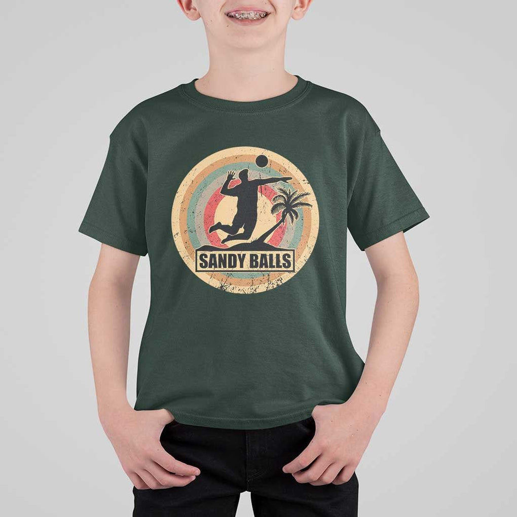 Beach Volleyball T Shirt For Kid Sandy Balls Team Player Volleyball Coach TS11 Dark Forest Green Print Your Wear