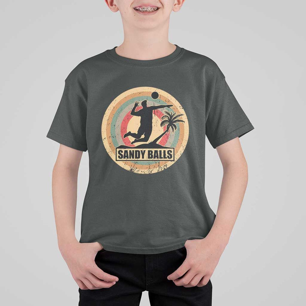 Beach Volleyball T Shirt For Kid Sandy Balls Team Player Volleyball Coach TS11 Dark Heather Print Your Wear