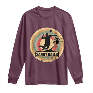Beach Volleyball Long Sleeve Shirt Sandy Balls Team Player Volleyball Coach TS11 Maroon Print Your Wear