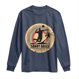 Beach Volleyball Long Sleeve Shirt Sandy Balls Team Player Volleyball Coach TS11 Navy Print Your Wear