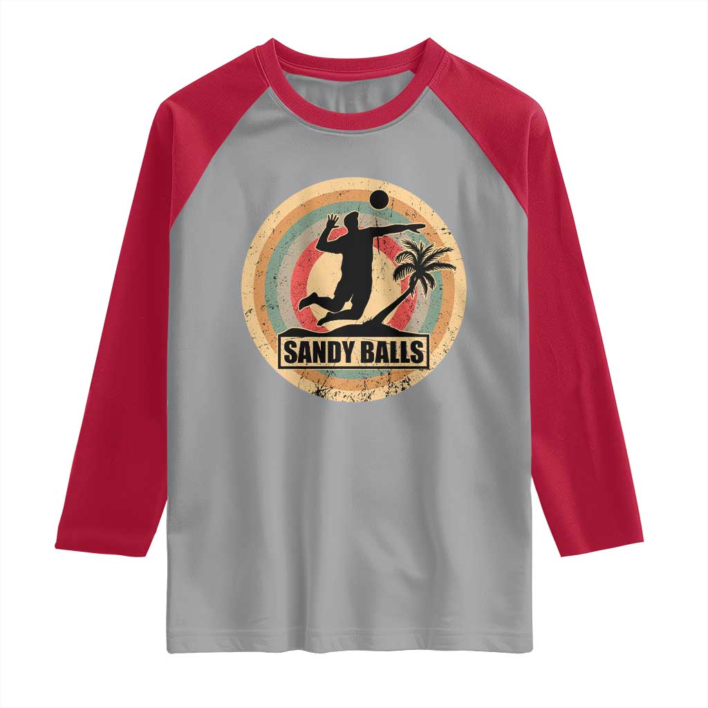 Beach Volleyball Raglan Shirt Sandy Balls Team Player Volleyball Coach TS11 Sport Gray Red Print Your Wear