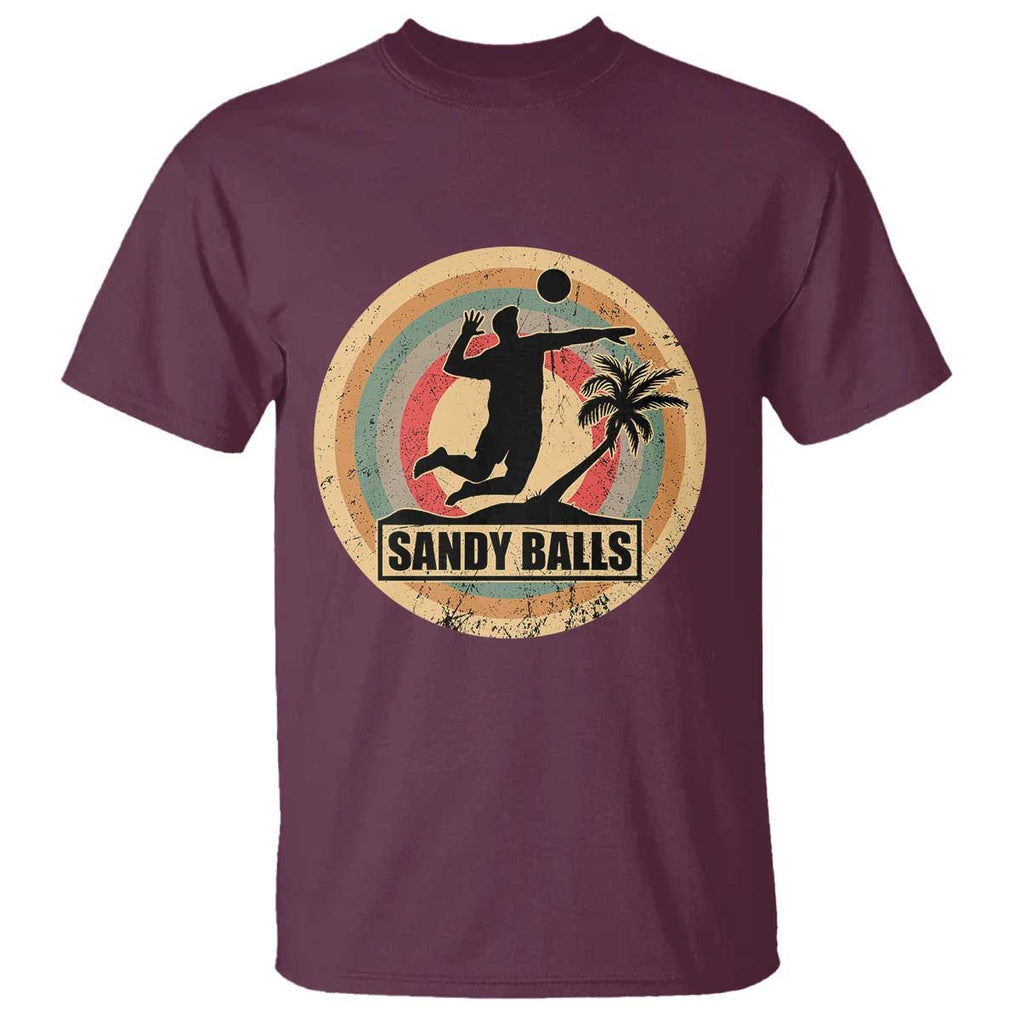 Beach Volleyball T Shirt Sandy Balls Team Player Volleyball Coach TS11 Maroon Print Your Wear