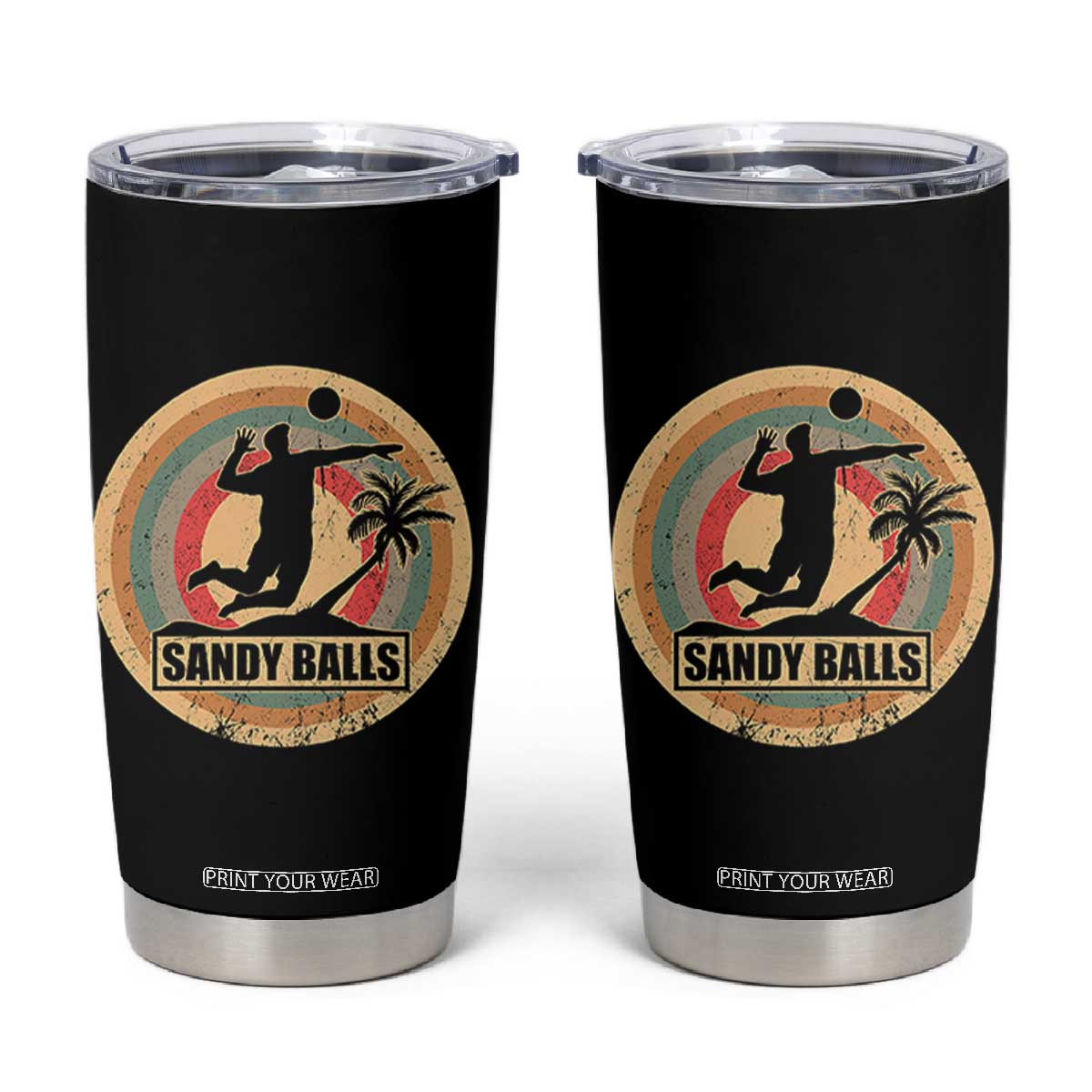 Beach Volleyball Tumbler Cup Sandy Balls Team Player Volleyball Coach TS11 Black Print Your Wear
