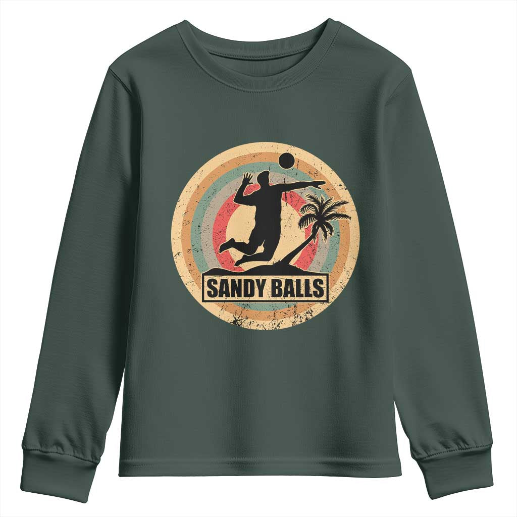 Beach Volleyball Youth Sweatshirt Sandy Balls Team Player Volleyball Coach TS11 Dark Forest Green Print Your Wear