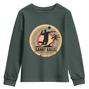 Beach Volleyball Youth Sweatshirt Sandy Balls Team Player Volleyball Coach TS11 Dark Forest Green Print Your Wear