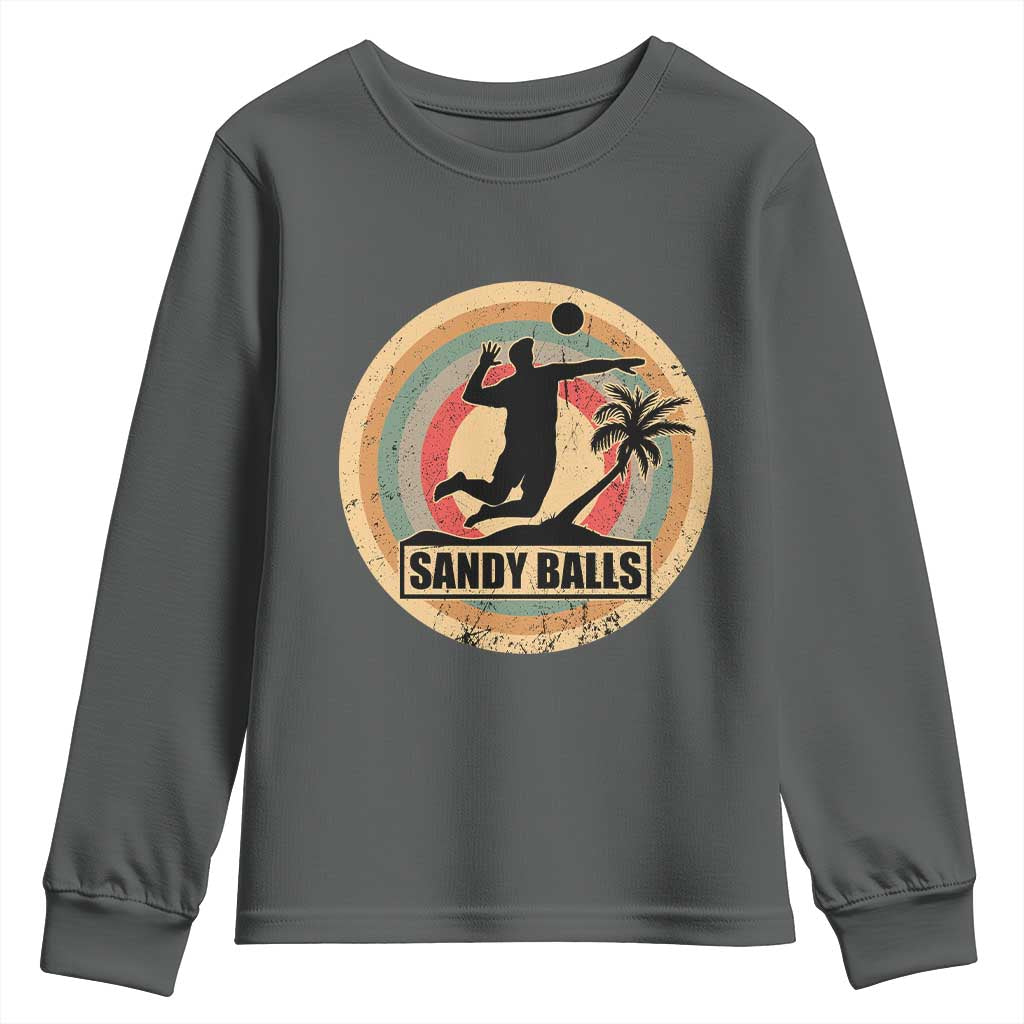 Beach Volleyball Youth Sweatshirt Sandy Balls Team Player Volleyball Coach TS11 Dark Heather Print Your Wear