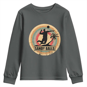 Beach Volleyball Youth Sweatshirt Sandy Balls Team Player Volleyball Coach TS11 Dark Heather Print Your Wear
