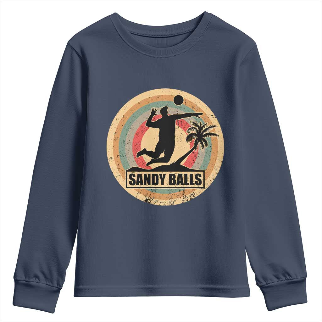 Beach Volleyball Youth Sweatshirt Sandy Balls Team Player Volleyball Coach TS11 Navy Print Your Wear