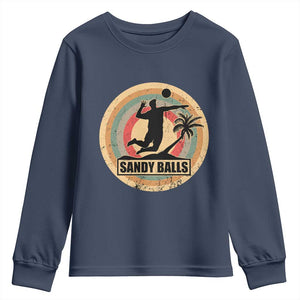 Beach Volleyball Youth Sweatshirt Sandy Balls Team Player Volleyball Coach TS11 Navy Print Your Wear
