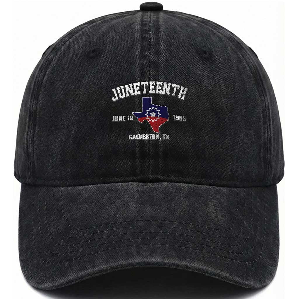 Juneteenth Galveston Texas Washed Cotton Baseball Cap Juneteenth Flag African American History TS11 Print Your Wear