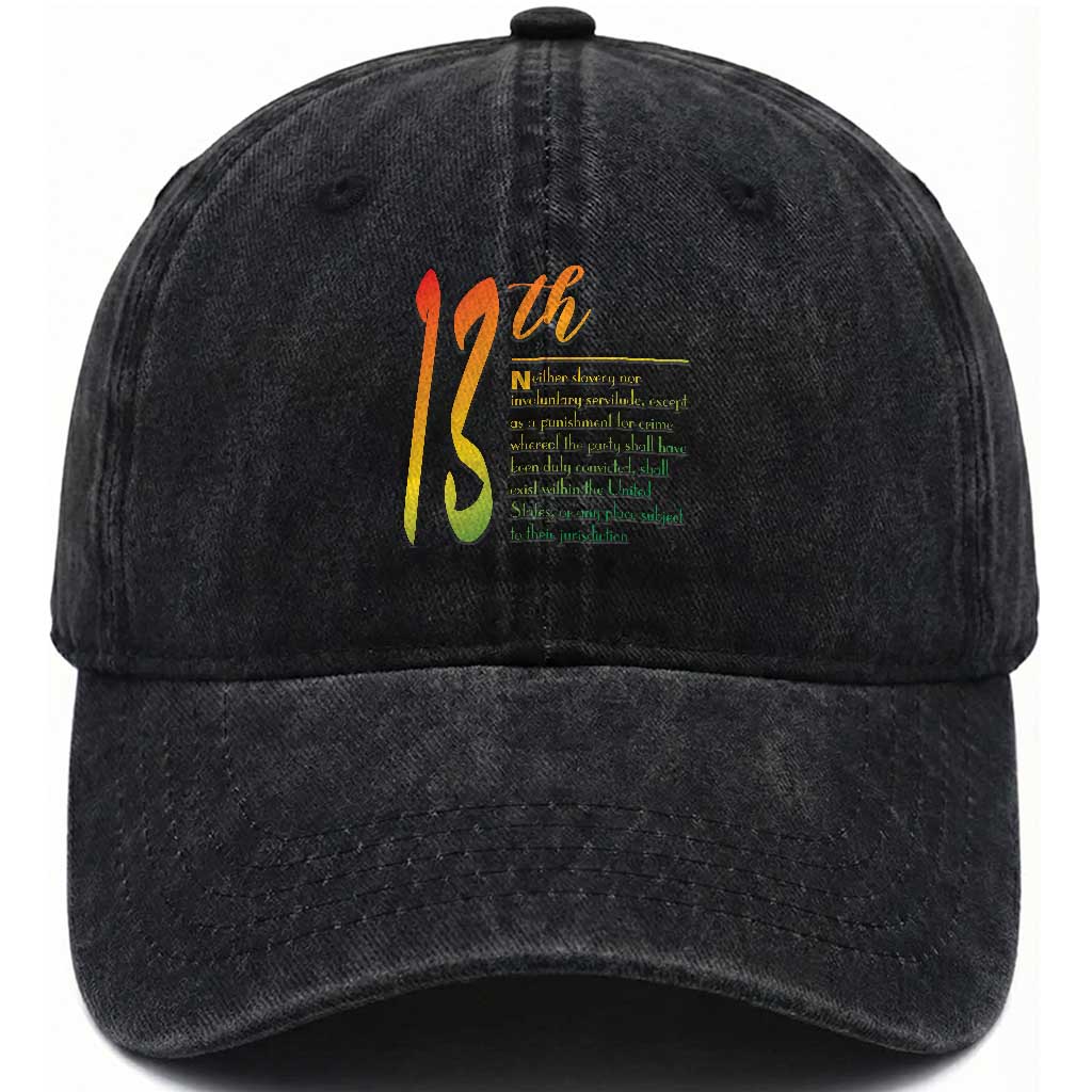 13th Amendment of U.S. Constitution Washed Cotton Baseball Cap Juneteenth Black History