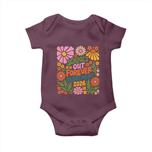 Schools Out Forever Retirement 2026 Baby Onesie Retired Teacher Summer Retro Floral TS11 Maroon Print Your Wear