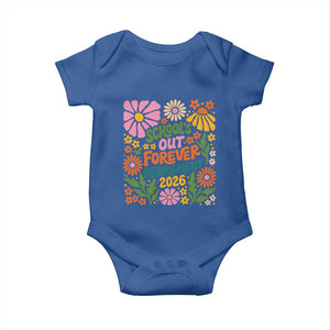 Schools Out Forever Retirement 2026 Baby Onesie Retired Teacher Summer Retro Floral TS11 Royal Blue Print Your Wear
