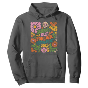 Schools Out Forever Retirement 2026 Hoodie Retired Teacher Summer Retro Floral TS11 Dark Heather Print Your Wear