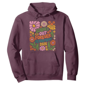 Schools Out Forever Retirement 2026 Hoodie Retired Teacher Summer Retro Floral TS11 Maroon Print Your Wear